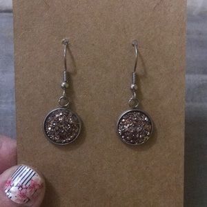 Champagne sparkle druzy dangle earrings